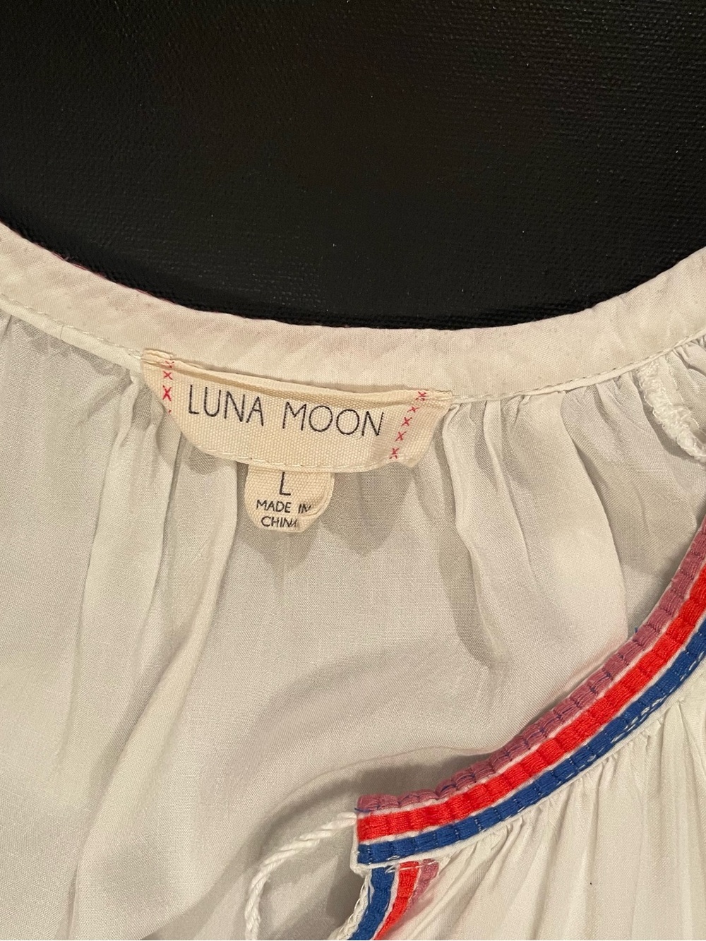 White Embroidered Peasant Blouse with Multicolor Floral Detail - Picture 2 of 3
